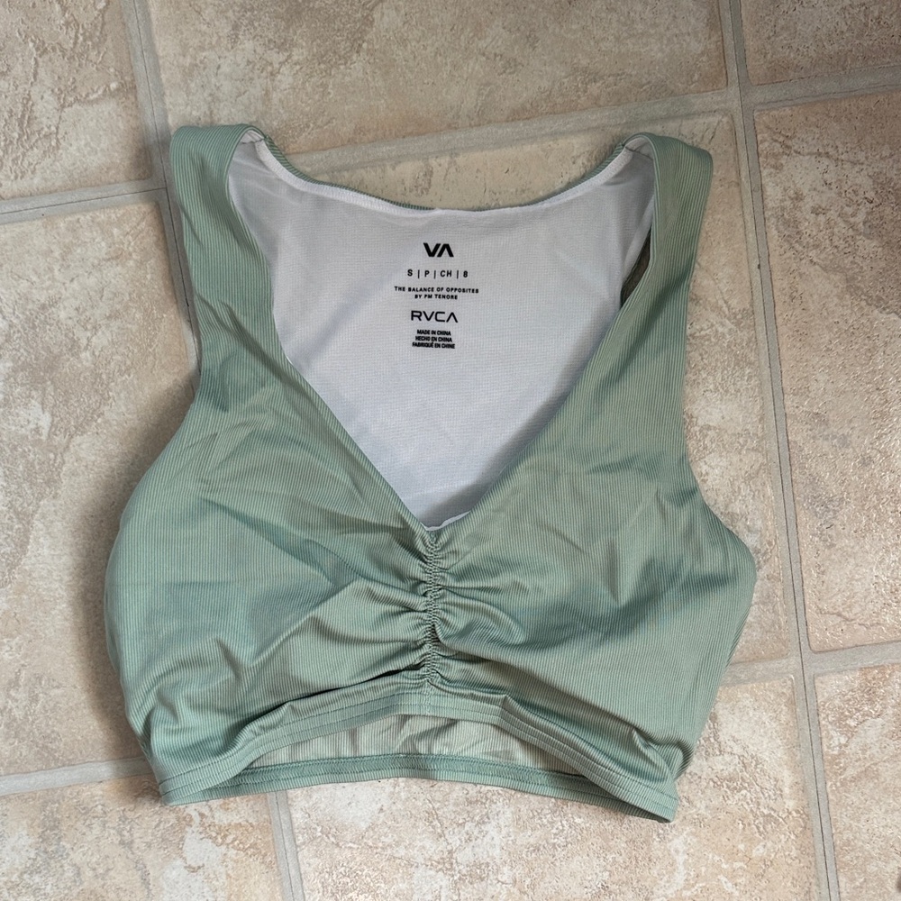 RVCA Sage Green Ruched Crop Top
